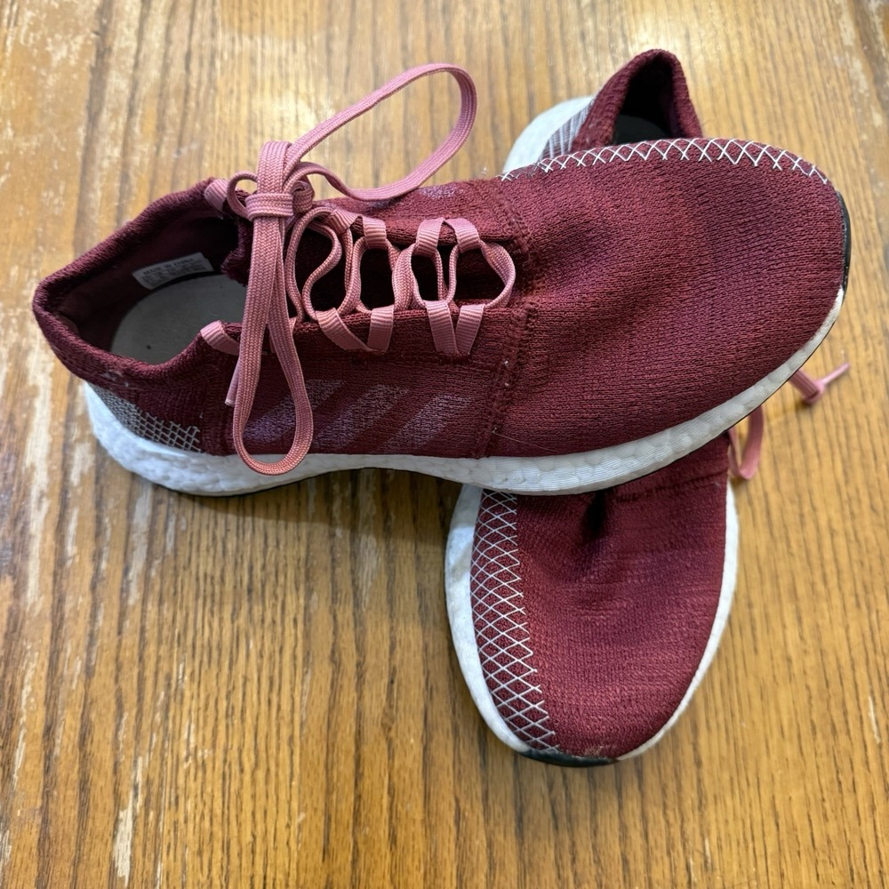 Adidas Pureboost Go Red Maroon Running Shoes Sneakers Womens Size 7.5